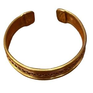 Brass three tone cuff bracelet